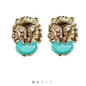 Turquoise and Gold Lion Earrings